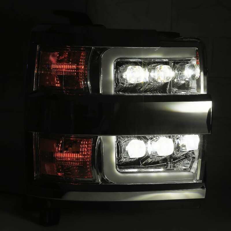 AlphaRex 15-18 Chevy 2500HD NOVA LED Proj Headlights Plank Style Black w/Activ Light/Seq Signal/DRL - 880227