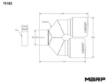 Load image into Gallery viewer, MBRP 3in ID / Dual 4in OD Out Staggered L 9.37in / R 9.87in Single Wall T304 SS Univ Exhaust Tip - T5183
