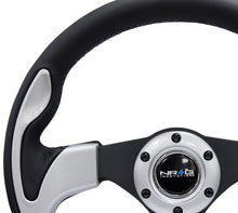 Load image into Gallery viewer, NRG Reinforced Steering Wheel (320mm) Blk w/Silver Trim &amp; 5mm 3-Spoke - RST-001SL