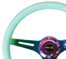 Load image into Gallery viewer, NRG Classic Wood Grain Steering Wheel (350mm) Minty Fresh Color w/Neochrome 3-Spoke Center - ST-015MC-MF