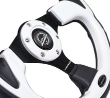 Load image into Gallery viewer, NRG Reinforced Steering Wheel (320mm) Blk w/White Trim &amp; 4mm 3-Spoke - RST-001WT