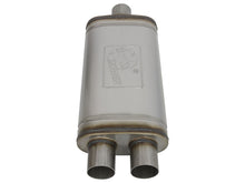 Load image into Gallery viewer, aFe MACHForce XP SS Muffler 2.5in Center Inlet / 2.5in Dual Outlets 18in L x 9in W x 4in H Body - 49M00009