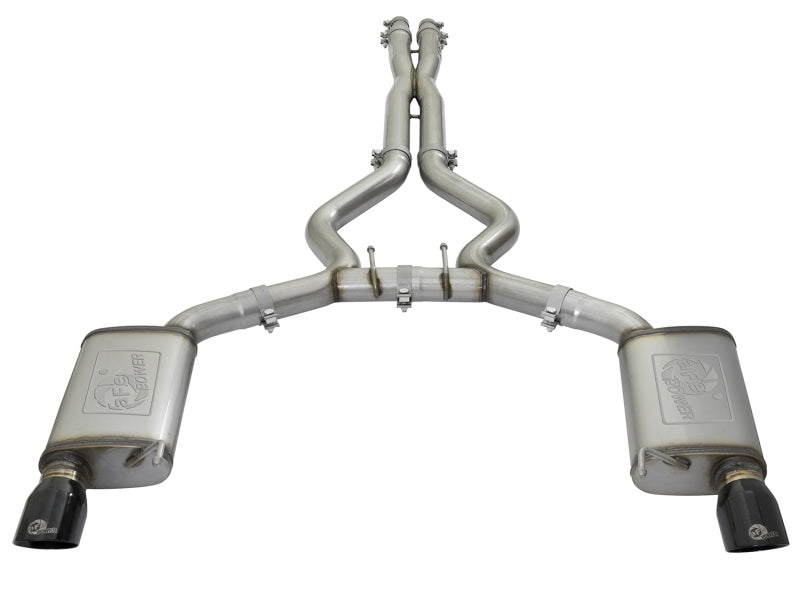 aFe MACHForce XP 3in 304 SS Cat-Back Exhausts w/ Black Tips 15-17 Ford Mustang GT V8-5.0L/V6-3.7L - 49-33072-1B