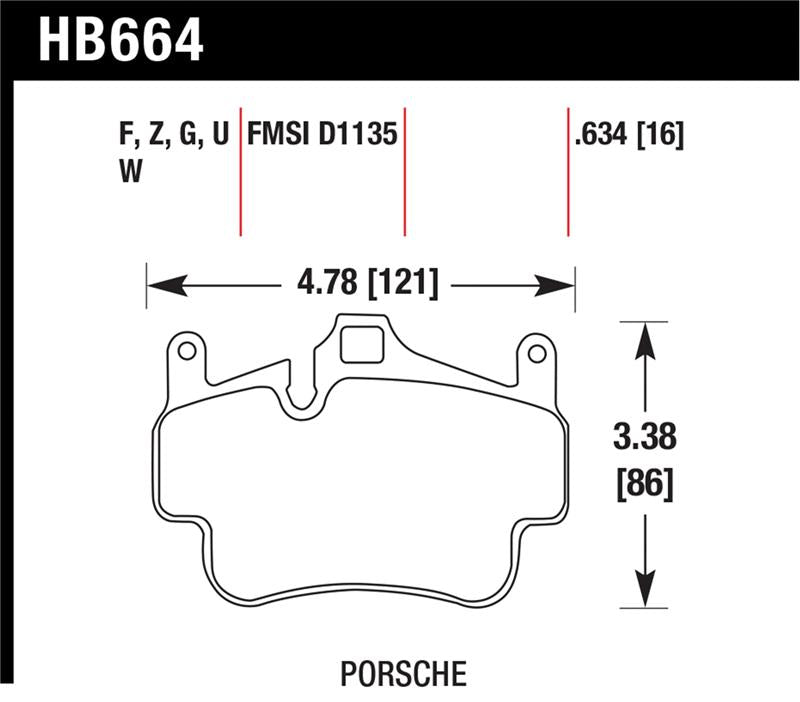 Hawk 05-08 Porsche 911 Carrera Front & Rear / 07-08 Cayman Front Perf Ceramic Street Brake Pads - HB664Z.634