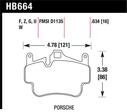 Hawk 05-08 Porsche 911 Carrera Front & Rear / 07-08 Cayman Front Perf Ceramic Street Brake Pads - HB664Z.634