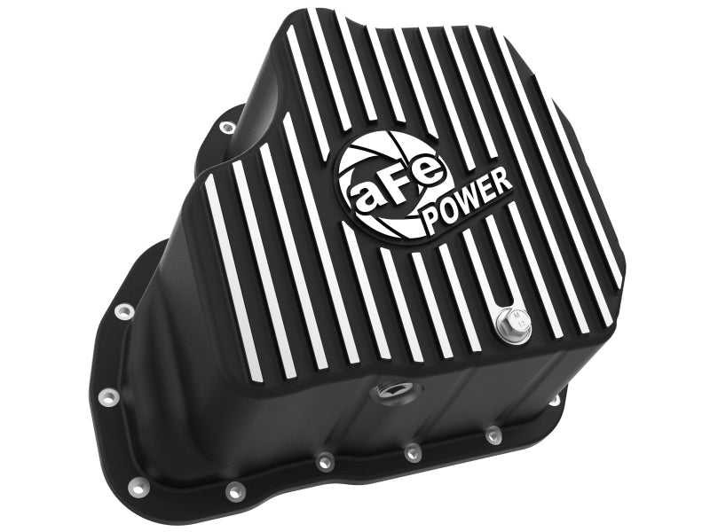aFe POWER GM Diesel Trucks 01-10 V8-6.6L (td) Pro Series Engine Oil Pan Black w/ Machined Fins - 46-71070B