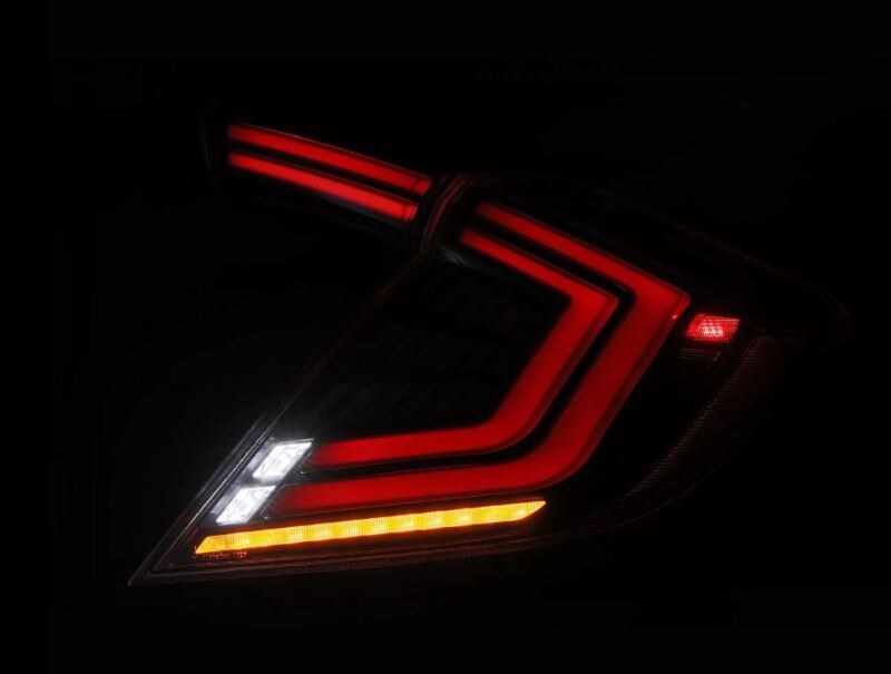 AlphaRex 16-21 Honda Civic Hatchback/ Type-R FK8 Nova-Series LED Tail Lights (Pair) - Alpha Black - 676000