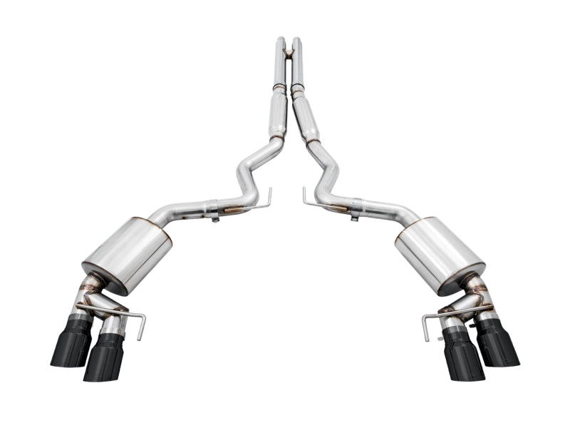AWE Tuning 2018+ Ford Mustang GT (S550) Cat-Back Exhaust - Touring Edition (Quad Diamond Black Tips) - 3015-43106