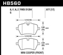 Load image into Gallery viewer, Hawk 05-06 JCW R53 Cooper S &amp; 07+ R56 Cooper S HPS Street Front Brake Pads - HB560F.677