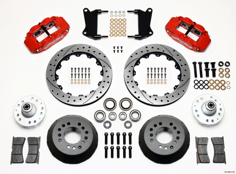 Wilwood Narrow Superlite 6R Front Hub Kit 12.88in Drill Red 67-69 Camaro 64-72 Nova Chevelle - 140-9803-DR