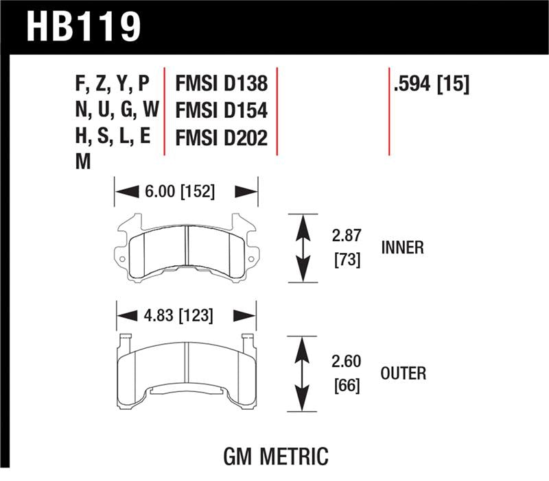 Hawk 78-87 Buick Regal DTC-60 Front Brake Pads - HB119G.594