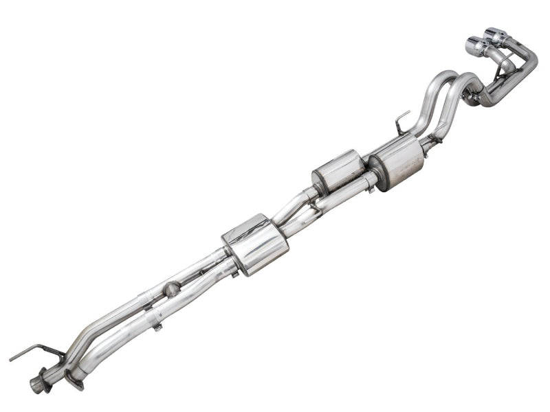 AWE Tuning 16-22 Toyota Tacoma 0FG Cat-Back Exhaust w/ BashGuard - Dual Chrome Silver Tips - 3015-32826