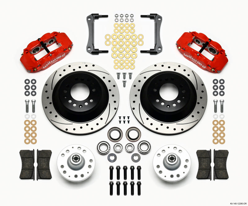 Wilwood Narrow Superlite 6R Front Hub & 1PC Rtr Kit 12.88in Drilled -Red 79-81 Camaro - 140-12280-DR