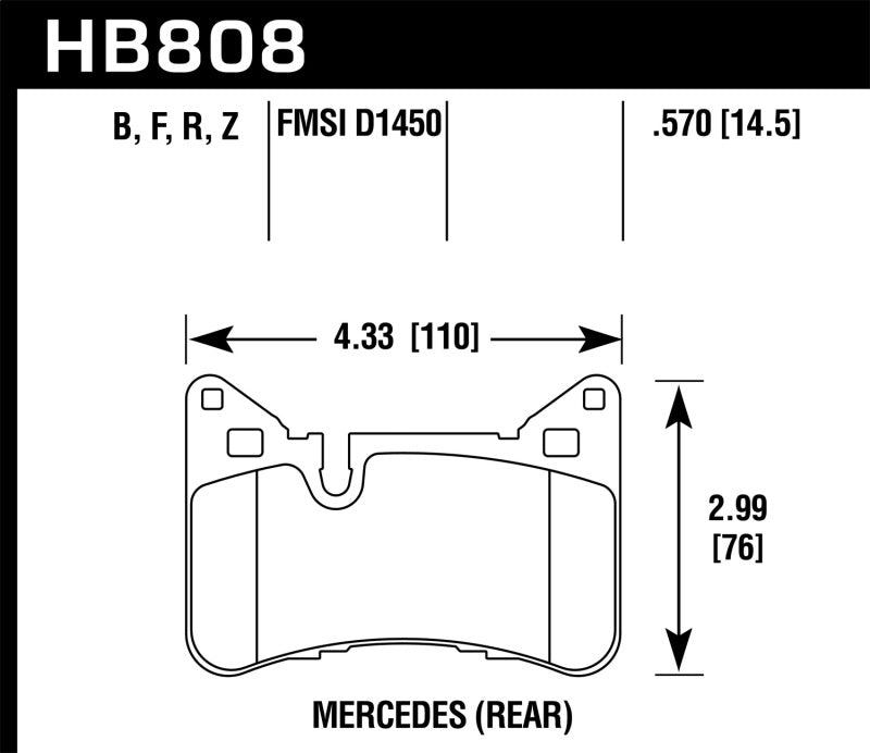 Hawk 2012-2015 Mercedes Benz C63 AMG Rear HPS 5.0 Brake Pads - HB808B.570