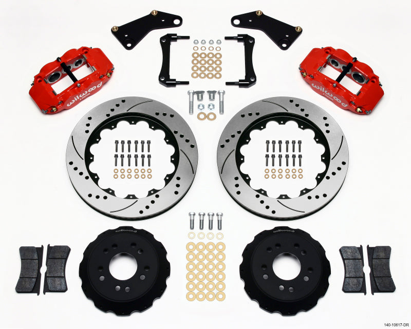Wilwood Narrow Superlite 6R Front Hat Kit 14.00in Drill Red 65-82 Corvette C2/C3 - 140-10617-DR