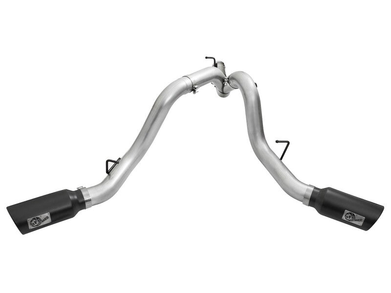 aFe Atlas Exhaust 4in Dual DPF-Back Al Steel w/ Black Tips 16-17 GM Diesel Truck V8-6.6L (td) LML - 49-04080-B
