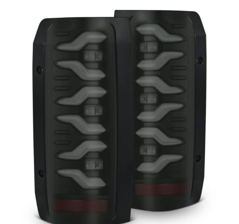 AlphaRex 87-96 Ford Bronco/F-150 Luxx-Series LED Tail Lights - Black - 658005