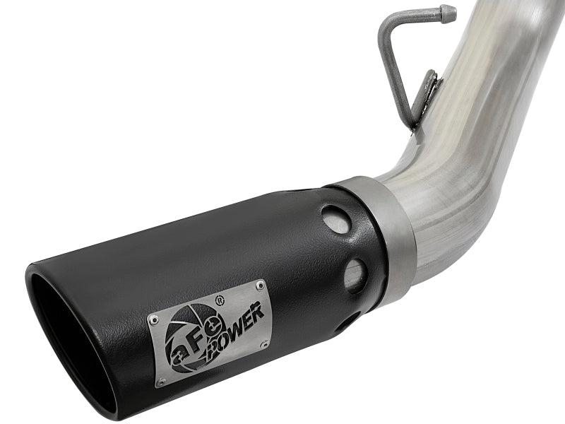 aFe ATLAS 4in DPF-Back Alum Steel Exhaust System w/Dual Exit Black Tip 2017 GM Duramax 6.6L (td) - 49-04086-B