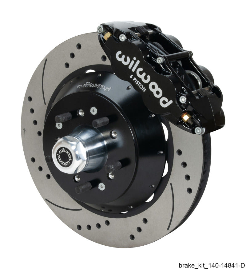 Wilwood Narrow Superlite 6R Black Front Big Brake Kit Ford 14in Drilled/Slotted Rotor - 140-14841-D