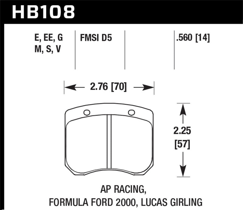 Hawk AP Racing 14mm Blue 9012 Race Brake Pads - HB108E.560