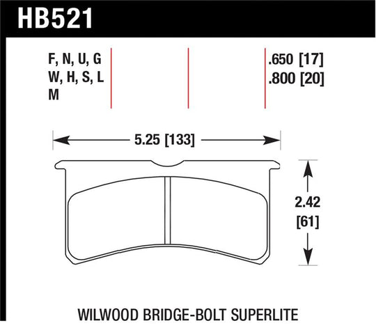 Hawk Wilwood Superlite HT-10 Race Brake Pads - HB521S.800