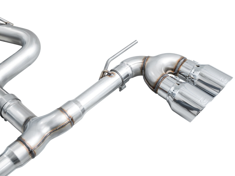 AWE Tuning MK8 Volkswagen Golf R 3in Track Edition Quad Exhaust - Chrome Silver Tips - 3020-42658