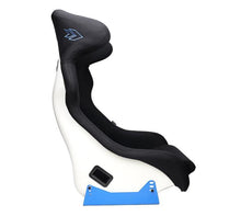 Load image into Gallery viewer, NRG FRP Bucket Seat - White Finish with Arrow Embroidery And Blue Side Mount Bracket - FRP-600WT