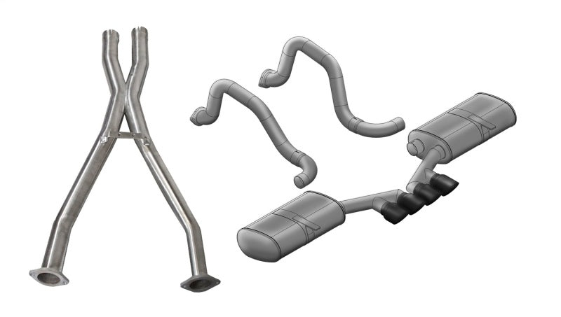 Corsa 97-04 Chevrolet Corvette (C5) 2.5in Sport Cat-Back Exhaust - 3.5in Black Tigershark Tips - 14139CBBLK