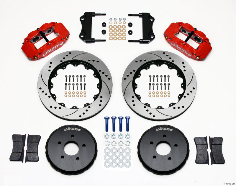 Wilwood Narrow Superlite 6R Front Hat Kit 14.00in Drill Red Nissan 350Z/Fiti G35 - 140-9192-DR