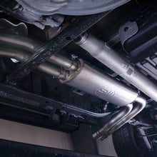Load image into Gallery viewer, Stainless Works 2015-18 F-150 Exhaust X-Pipe Resonator Muffler Exits In Front Of Passenger Rear Tire - FT15CBFT