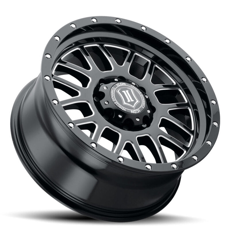 ICON Alpha 20x9 / 6x5.5 / 16mm / 5.625in BS Gloss Black Wheel w/ Milled Windows - 1220909056GBMW