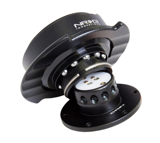 NRG Quick Release Kit Gen 2.5 - Black / Black Ring w/Finger Grooves - SRK-250BK