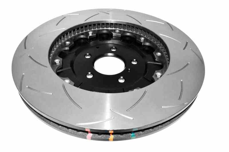DBA T3 5000 Slotted Series w/ Black Hat Front Right 2012 Nissan GTR R35 - DBA52379BLKRS
