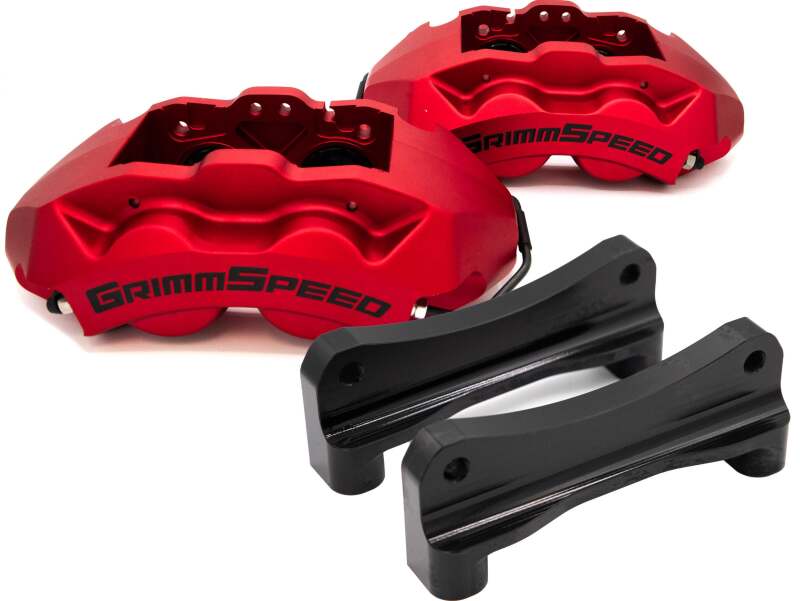 GrimmSpeed 02-21 Subaru WRX/STI 4-Piston Brake Caliper Kit - Red (For 340mm Rotor) - GRM.1170.1.RED