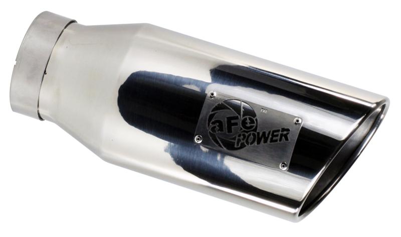 aFe Universal Bolt On Exhaust Tip Polished 5in Inlet x 6in Outlet x 12in Long - 49T50604-P12