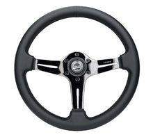Load image into Gallery viewer, NRG Light Weight Gaming Steering Wheel - 350mm 3 Black Chrome Silver Spokes Perforated Leather - ST-018BC-PR