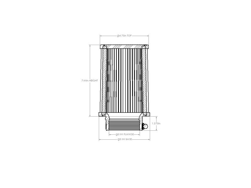 aFe POWER Universal Clamp-On Air Filter w/ D2 Dura-Dry Media - 3in F x 5in B x 4-3/4in T x 7in H - 21-30009V