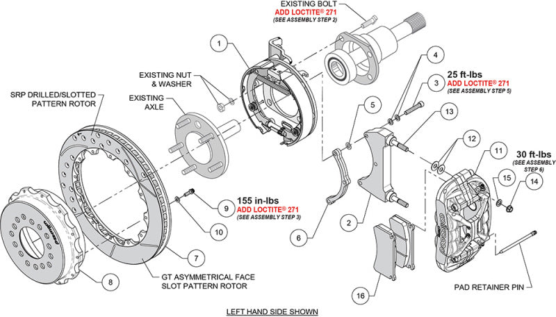 Wilwood kit rear DISC/DRUM XRS4R C10 1971-87/BLAZER 1971-82 5 lug 2.42 12.88 drill red - 140-18297-DR