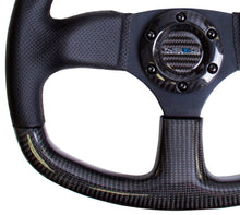 Load image into Gallery viewer, NRG Carbon Fiber Steering Wheel (320mm) Flat Bottom &amp; Leather Trim w/Black Stitching - ST-009CFBS