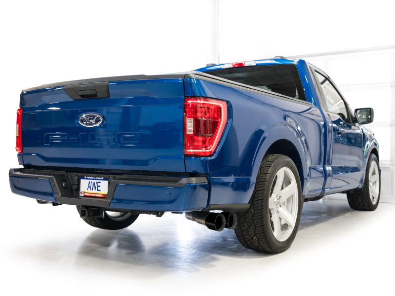 AWE 21-25 Ford F150 (14th Gen Reg Cab) Cat-Back Exhaust - 4.5in Dual Side Exit Diamond Black Tips - 3015-33145
