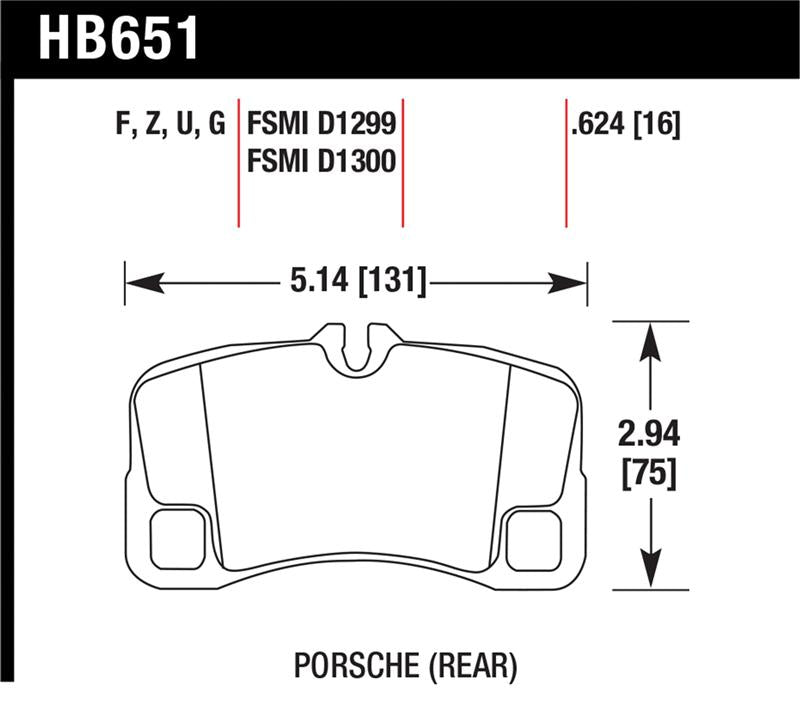 Hawk 07-08 Porsche 911 Turbo/911 GT3/911 GT3 CUP Rear DTC-70 Race Brake Pads - HB651U.624