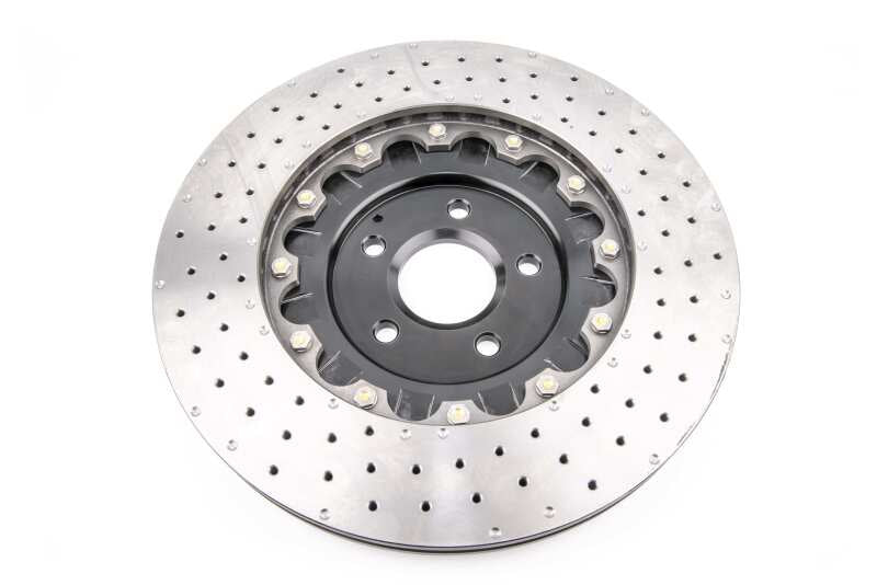 DBA 16-18 Ford Focus RS Front 5000 Series 2-Piece Drilled Rotor w/Black Hat - DBA52968BLKXD