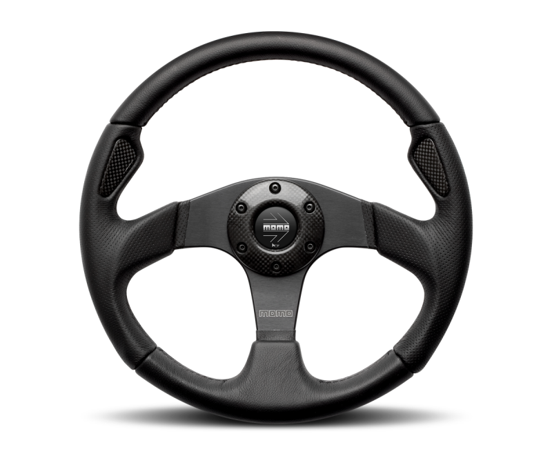Momo Montecarlo Steering Wheel 320 mm - Black Leather/Red Stitch/Black Spokes - MCL32BK3B