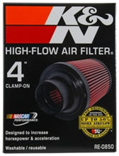 Load image into Gallery viewer, K&amp;N Universal Air Filter (4in. Flange / 6in. Base OD / 4-5/8in. Top OD / 6in. Height) - RE-0850