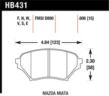 Load image into Gallery viewer, Hawk 01-05 Miata w/ Sport Suspension HT-10 Race Front Brake Pads D890 - HB431S.606