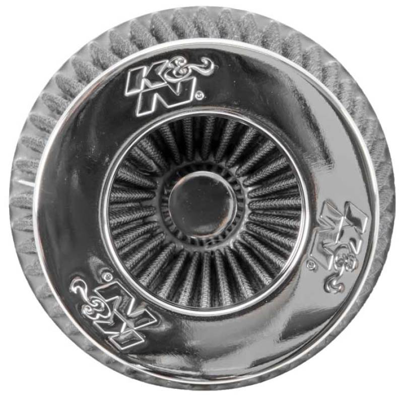 K&N Universal Filter Chrome Round Tapered White - 4in Flange ID x 1.125in Flange Length x 5.5in H - RG-1001WT