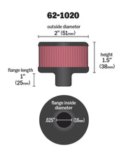 Load image into Gallery viewer, K&amp;N Steel Base Crankcase Vent Filter .625in Vent OD x 2in OD x 1.5in Height - 62-1020