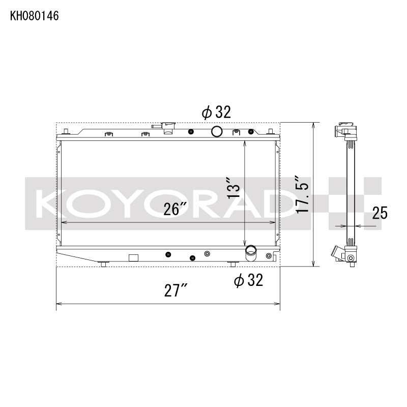 Koyo 88-91 Honda Civic / CRX EF Chassis w/B-Series (Manual Transmission) All-Aluminum Radiator - KH080146