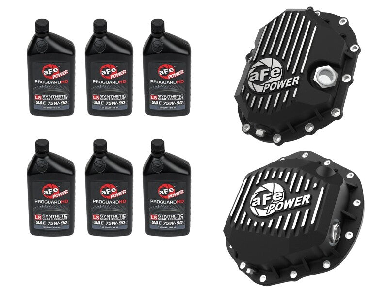 aFe Power Front/Rear Diff Cover Kit w/ Oil 20-25 GM Diesel Trucks V8 (AAM 9.25-12 & AAM 11.5-12-14) - 46-7708AB