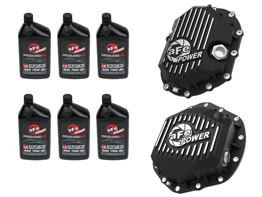 aFe Power Front/Rear Diff Cover Kit w/ Oil 20-25 GM Diesel Trucks V8 (AAM 9.25-12 & AAM 11.5-12-14) - 46-7708AB